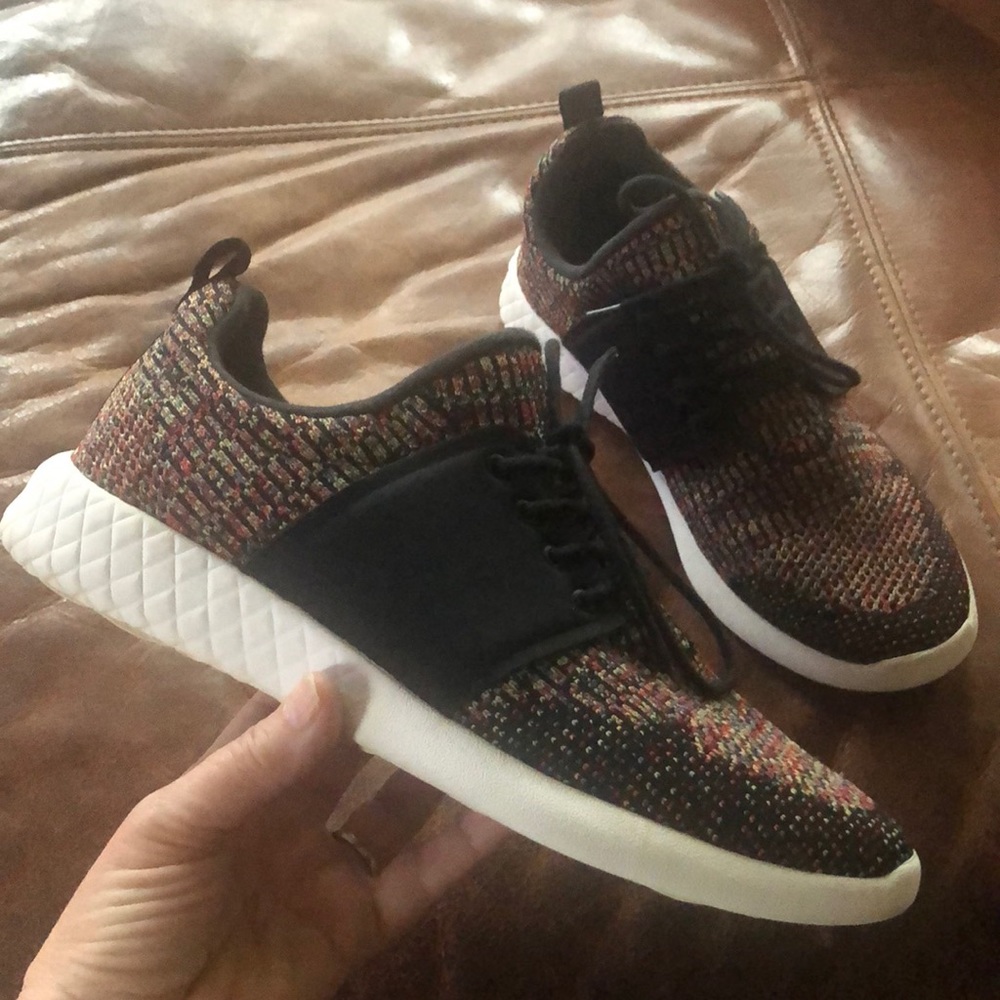 Aldo Multicolor Knit Sneakers with Black Panels and White Sole